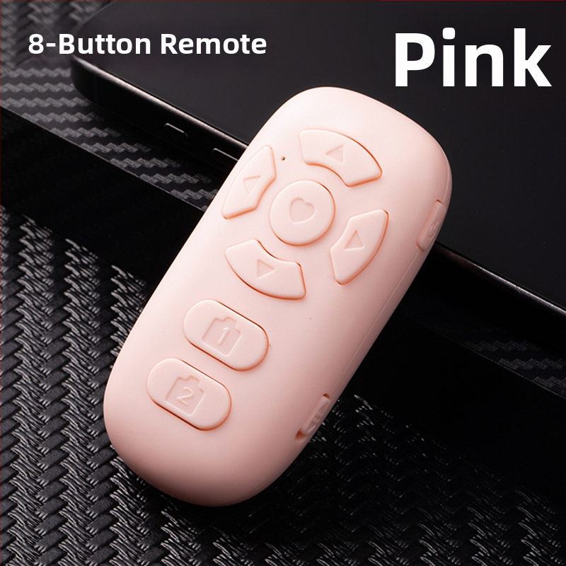 8-tlačkové Bluetooth diaľkové ovládanie (nabíjacia verzia) pre telefón – ovládanie selfie, prechod strán, krátke videá, USB-C nabíjanie, 55 mAh batéria, dosah 10 m, Android/iOS kompatibilný