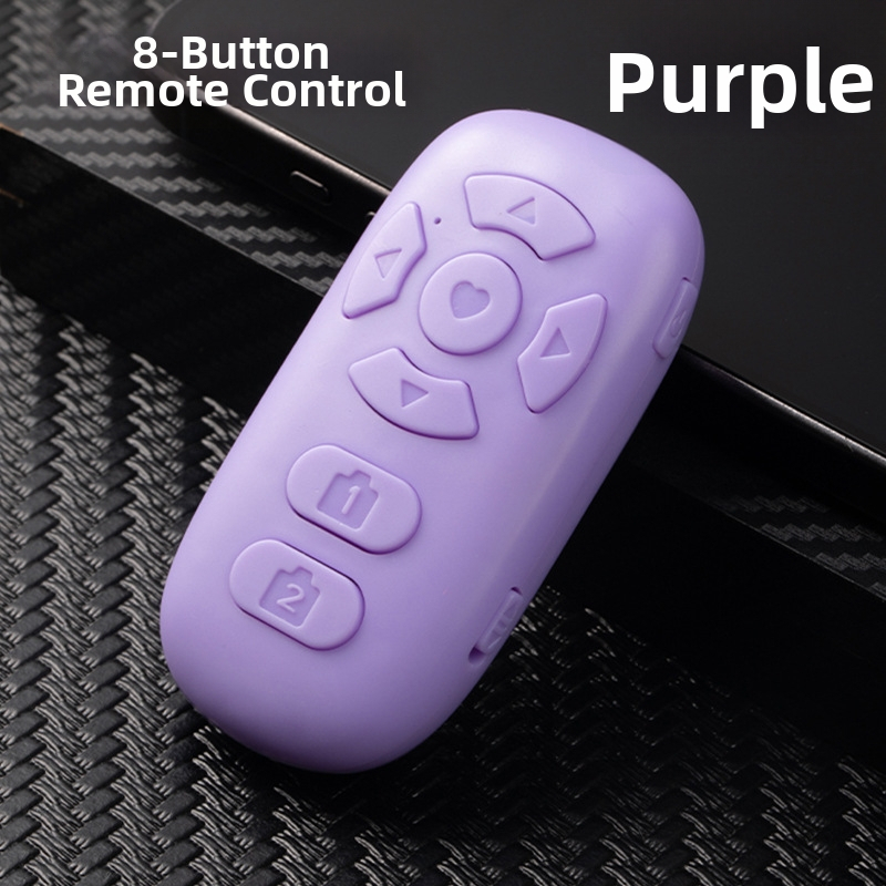 8-tlačkové Bluetooth diaľkové ovládanie (nabíjacia verzia) pre telefón – ovládanie selfie, prechod strán, krátke videá, USB-C nabíjanie, 55 mAh batéria, dosah 10 m, Android/iOS kompatibilný