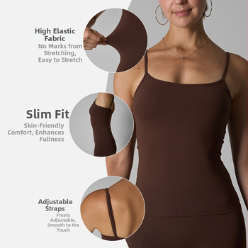 Γυναικείο χωρίς ραφές cami τοπ, ανάπνευσιμο ύφασμα νάιλον-ελαστάν, 82% νάιλον, υψηλή ελαστικότητα, κατάλληλο για τρέξιμο και προπονήσεις