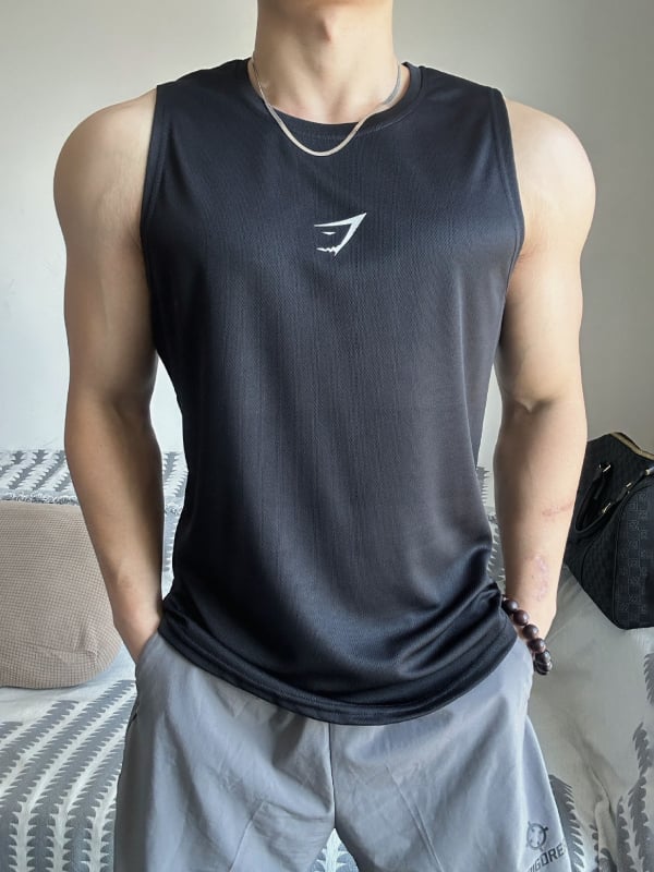 Ανδρικό αμάνικο αθλητικό γιλέκο από πολυεστέρα με γρήγορο στέγνωμα για μυϊκή προπόνηση (Αμάνικο • 100% Πολυεστέρας • Απομάκρυνση υγρασίας)