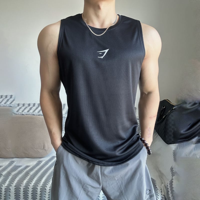 Ανδρικό αμάνικο αθλητικό γιλέκο από πολυεστέρα με γρήγορο στέγνωμα για μυϊκή προπόνηση (Αμάνικο • 100% Πολυεστέρας • Απομάκρυνση υγρασίας)