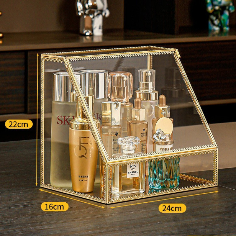 Üvegből készült kozmetikai doboz készlet, flip fedéllel, japán stílus, kapacitás 18