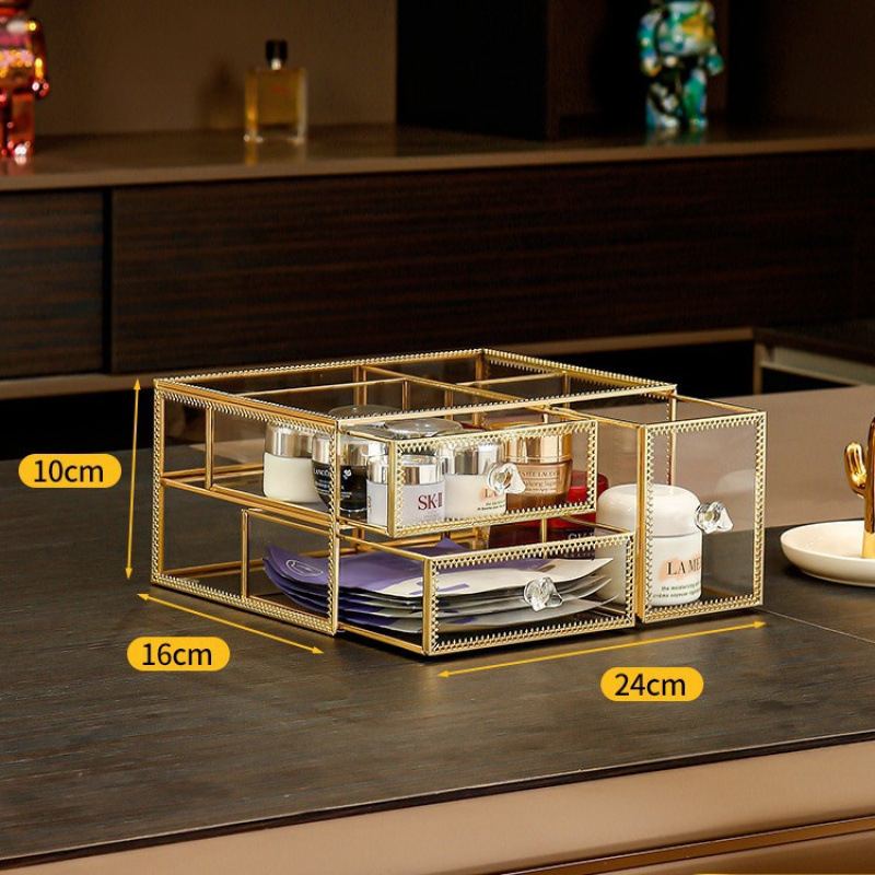 Üvegből készült kozmetikai doboz készlet, flip fedéllel, japán stílus, kapacitás 18