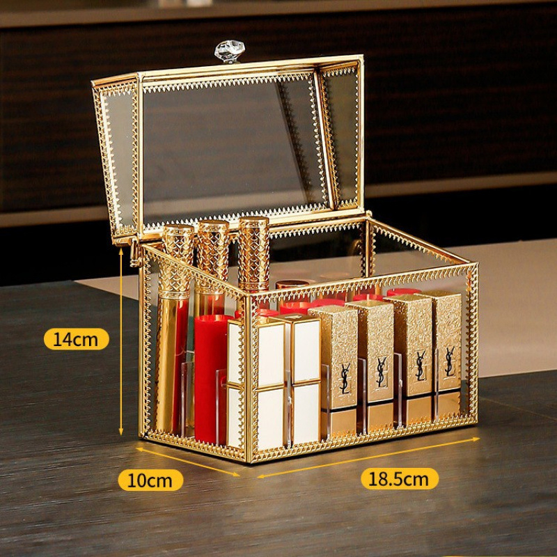 Üvegből készült kozmetikai doboz készlet, flip fedéllel, japán stílus, kapacitás 18