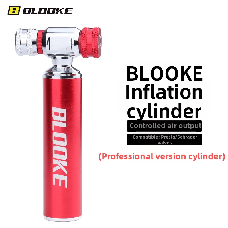Blooke CO2 nafukovacia fľaša pre horské a cestné bicykle — hliníková zliatina, prenosný zásobník na dofúkanie pneumatík, CO2 ventil