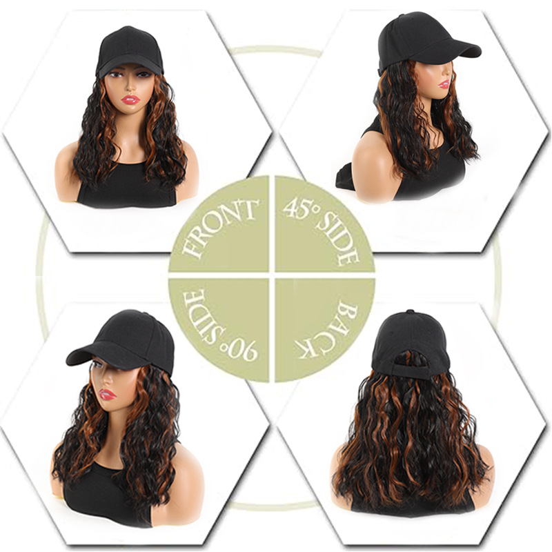 Σύντομη σγουρή περούκα με καπέλο-στυλ, τρίχες από υψηλής θερμοκρασίας σύρμα, φράντζες: ευθείες ή κεκλιμένες, στυλ Star Fashion, μηχανική επεξεργασία