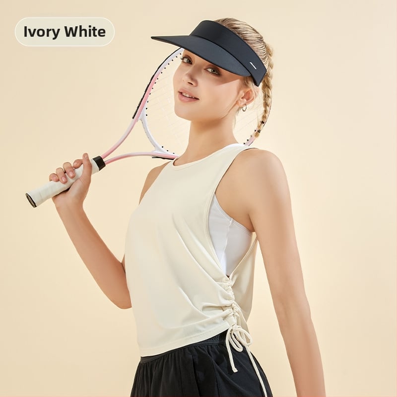 Γυναικείο αμάνικο αθλητικό γιλέκο, αναπνέουν, με πλισέ σχεδίαση, κατάλληλο για τρέξιμο και γιόγκα, 85% νάιλον ανάμεικτο ύφασμα