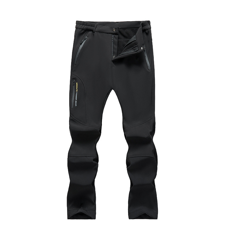 6819 Muške zimske outdoor hlače s fleecem, duga ravna nogavica, visok pas, debeli, sportsko-casual