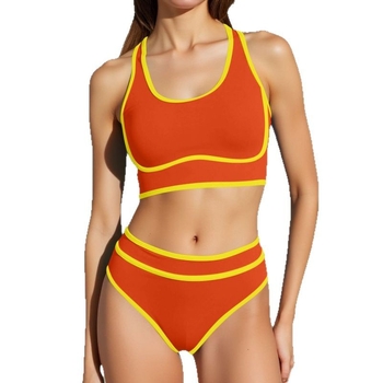 Женски бикини комплект за плуване - едноцветен, секси стил, подплатено горнище, без метални подпори, найлон 80% / полиестер подплата 20% (FK2601)