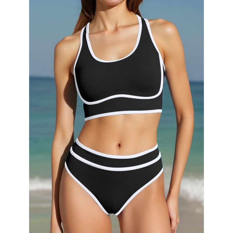 Женски бикини комплект за плуване - едноцветен, секси стил, подплатено горнище, без метални подпори, найлон 80% / полиестер подплата 20% (FK2601)