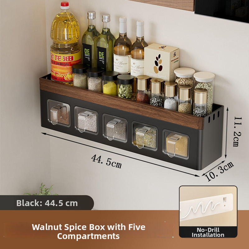 Τοίχο-μονταριστό ράφι κουζίνας για αποθήκευση – Πολυεπίπερο για καπάκια, μαχαίρια, πιρούνες, κουτάλια και μπαχαρικά, από ανθρακούχο χάλυβα, ορθογώνιο σχέδιο