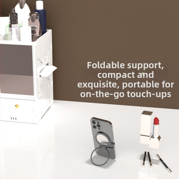 Τηλεφωνική βάση με μαγνητικό δακτύλιο, πτυσσόμενη και φορητή, καθρέφτης για selfies, κράμα αλουμινίου
