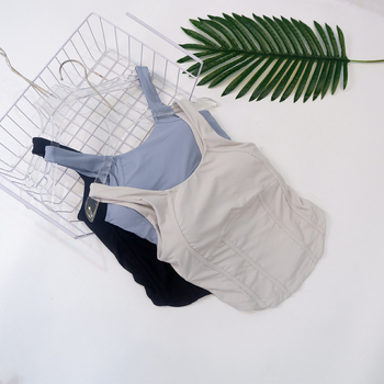 AMBIKA Ženski top za jogu s leđima u obliku riblje kosti, uski kroj, brzo sušenje, prozračan, 80% najlon, 20% spandex, s uklonjivim jastučićima za prsima