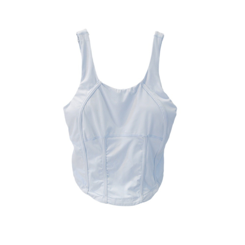 AMBIKA Ženski top za jogu s leđima u obliku riblje kosti, uski kroj, brzo sušenje, prozračan, 80% najlon, 20% spandex, s uklonjivim jastučićima za prsima