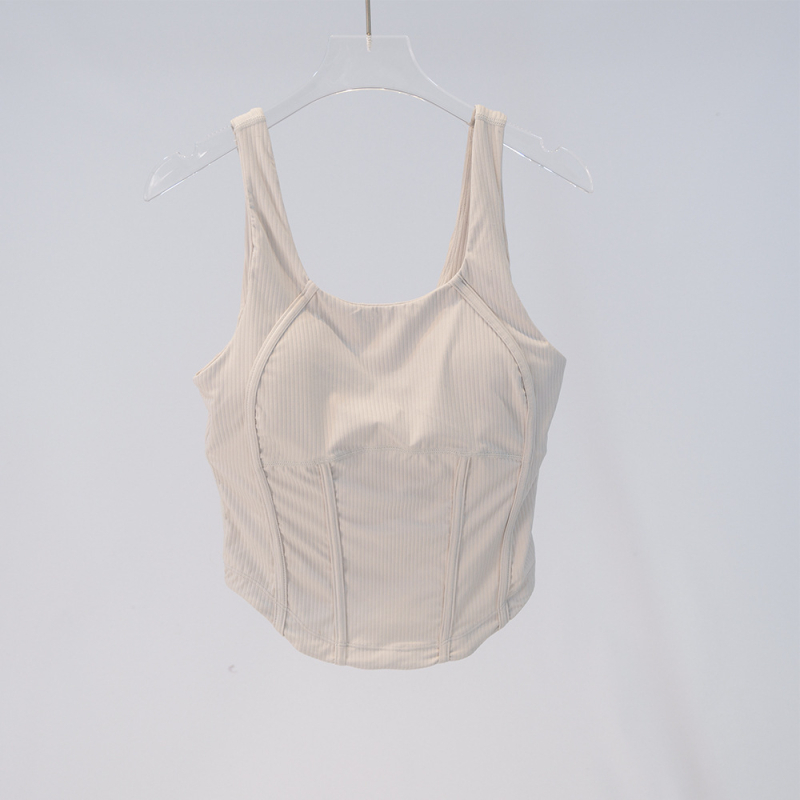 AMBIKA Ženski top za jogu s leđima u obliku riblje kosti, uski kroj, brzo sušenje, prozračan, 80% najlon, 20% spandex, s uklonjivim jastučićima za prsima