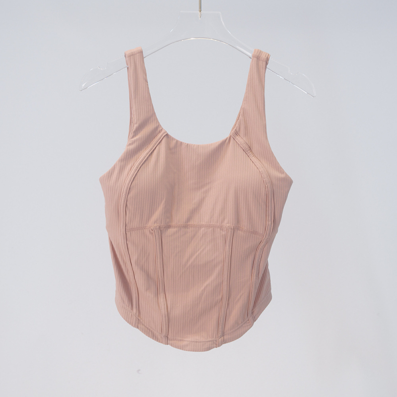 AMBIKA Ženski top za jogu s leđima u obliku riblje kosti, uski kroj, brzo sušenje, prozračan, 80% najlon, 20% spandex, s uklonjivim jastučićima za prsima