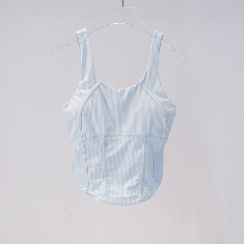 AMBIKA Ženski top za jogu s leđima u obliku riblje kosti, uski kroj, brzo sušenje, prozračan, 80% najlon, 20% spandex, s uklonjivim jastučićima za prsima