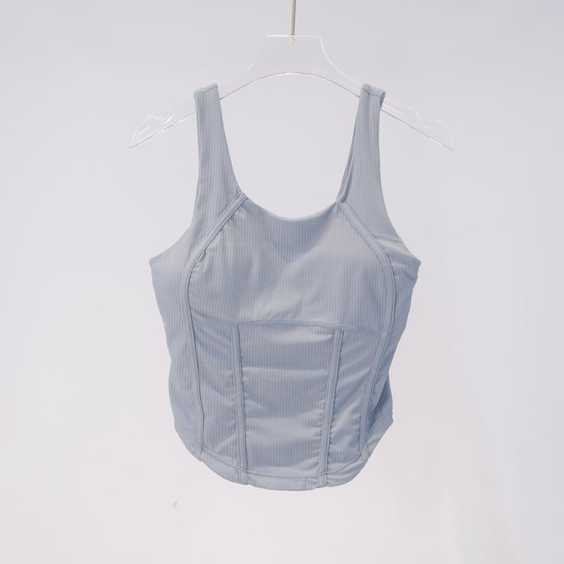 AMBIKA Ženski top za jogu s leđima u obliku riblje kosti, uski kroj, brzo sušenje, prozračan, 80% najlon, 20% spandex, s uklonjivim jastučićima za prsima