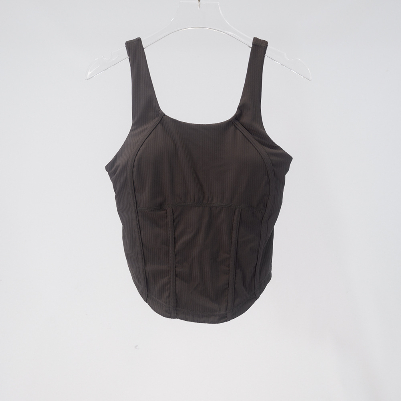 AMBIKA Ženski top za jogu s leđima u obliku riblje kosti, uski kroj, brzo sušenje, prozračan, 80% najlon, 20% spandex, s uklonjivim jastučićima za prsima