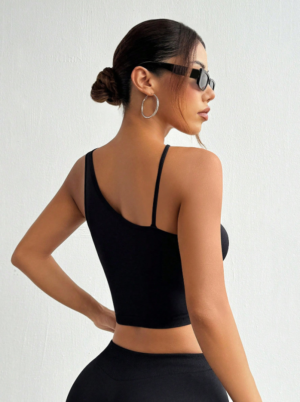 Ženski halter-top za jogu i pilates – brzo suši, upija vlagu, bezšivni pleteni materijal, 90% najlon + 10% spandeksa, dužina do struka, uski kroj