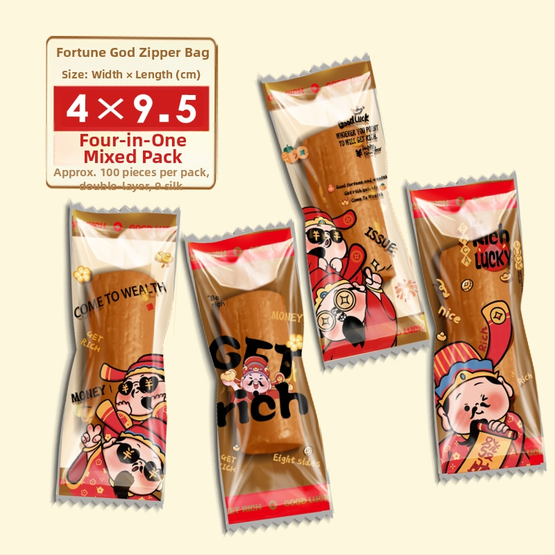Qinfeng termički zatvaranje vrećica za prehrambenu ambalažu, kompozitni prehrambeni materijal, varijante 4-in-1 i 3-in-1 God of Wealth za bombone