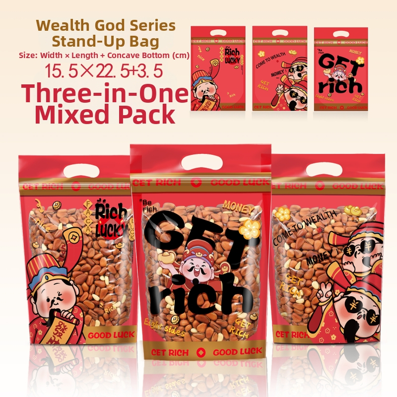 Qinfeng termički zatvaranje vrećica za prehrambenu ambalažu, kompozitni prehrambeni materijal, varijante 4-in-1 i 3-in-1 God of Wealth za bombone