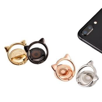 Suport pentru telefon cu urechi de pisică, din aliaj, bază magnetică rotativă la 360°