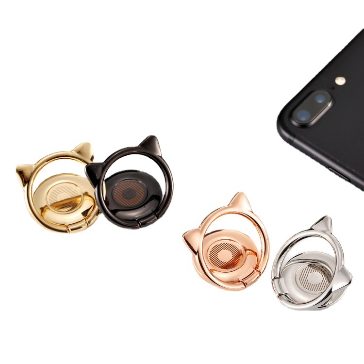 Suport pentru telefon cu urechi de pisică, din aliaj, bază magnetică rotativă la 360°