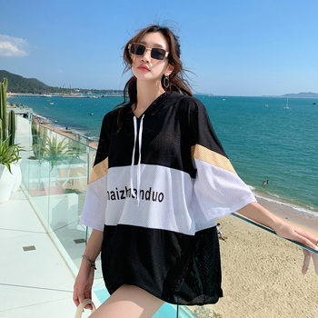 Дълъг ръкав, тричаст консервативен бански за жени с подплата за гърдите, полиестер с подплата от спандекс