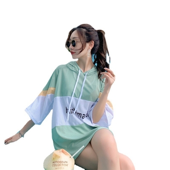 Дълъг ръкав, тричаст консервативен бански за жени с подплата за гърдите, полиестер с подплата от спандекс