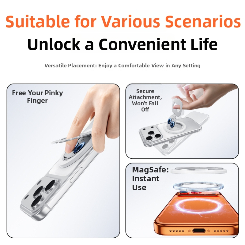 Panda μαγνητική βάση κινητού, διπλής πτυχής, MagSafe συμβατή, 360° περιστροφή, μεταλλική, καθολική