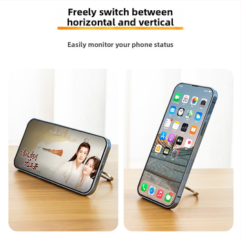 Επιτραπέζιος στήριγμα τηλεφώνου με πτυσσόμενη βάση από κράμα, κάθετα και οριζόντια ενσωματωμένο, με πίσω δακτυλίδι κόλλησης