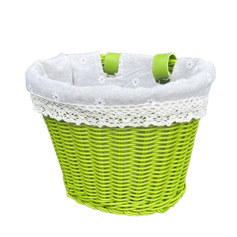 Prednji koš za dječji bicikl – retro imitacija ratana, pleteni prednji koš, plastika, model SL, moderni minimalistički stil