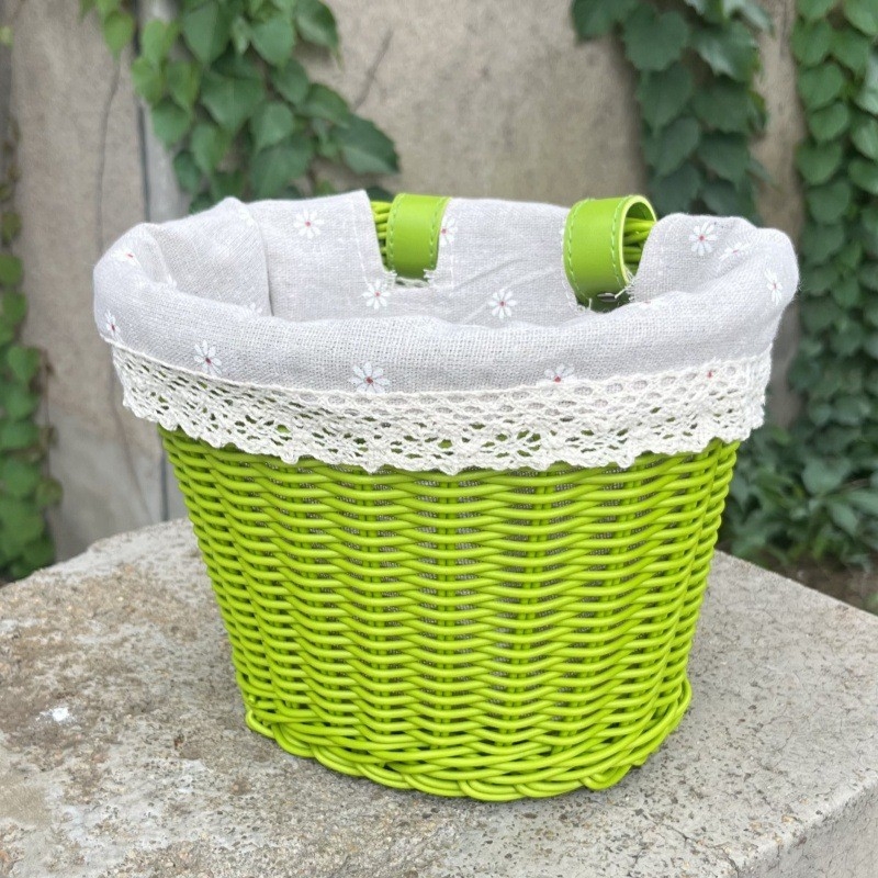 Prednji koš za dječji bicikl – retro imitacija ratana, pleteni prednji koš, plastika, model SL, moderni minimalistički stil