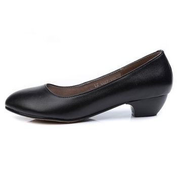 Дамски кожени работни обувки с кръгъл нос, горна част от естествена кожа, нисък ток 1–3 см, PU стелка