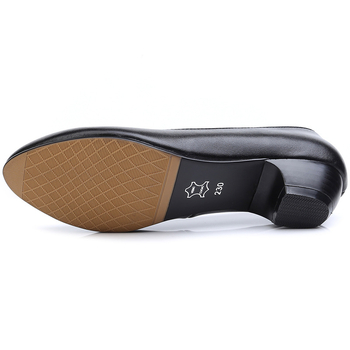 Дамски кожени работни обувки с кръгъл нос, горна част от естествена кожа, нисък ток 1–3 см, PU стелка