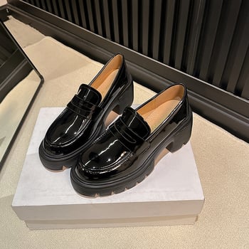 Ženske loaferice s debelim petom 6–8 cm, okrugli nos, gornji dio od super fiber, ulošak PU, potplat od gume