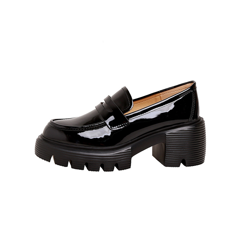 Ženske loaferice s debelim petom 6–8 cm, okrugli nos, gornji dio od super fiber, ulošak PU, potplat od gume