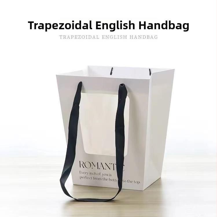 Trapezoidálna darčeková taška s priehľadným oknom z kartónu, možnosť potlače loga, balenie 10 kusov