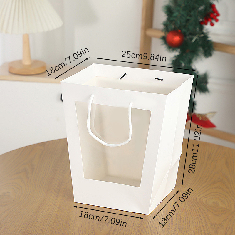 Trapezoidálna darčeková taška s priehľadným oknom z kartónu, možnosť potlače loga, balenie 10 kusov