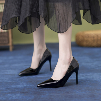 Дамски обувки на ток с остър нос, супер висок ток, фин ток, PU стелка, нисък горен кант