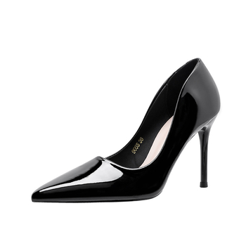 Дамски обувки на ток с остър нос, супер висок ток, фин ток, PU стелка, нисък горен кант