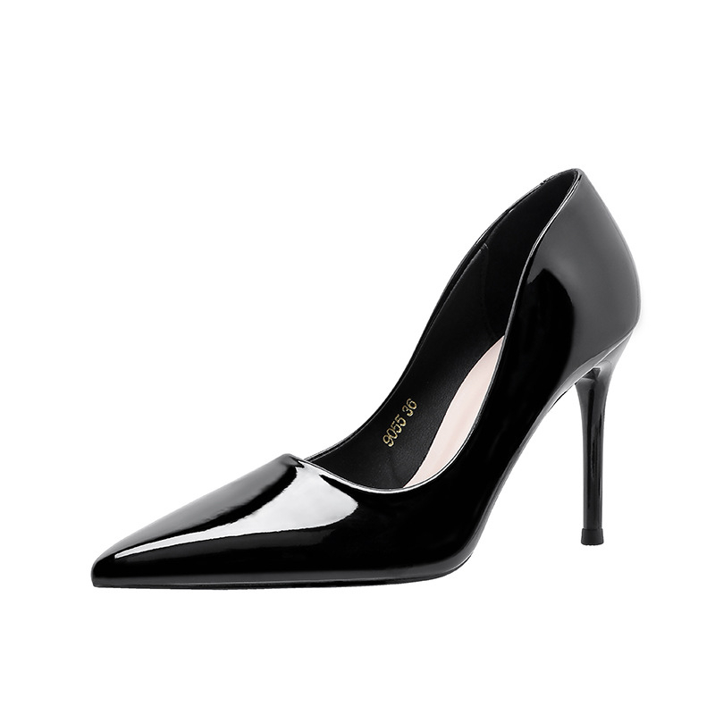 Дамски обувки на ток с остър нос, супер висок ток, фин ток, PU стелка, нисък горен кант