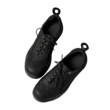 Обувки за работа от естествена кожа, дебели подметки, кръгъл нос, връзки, средна височина на тока 3–5 см