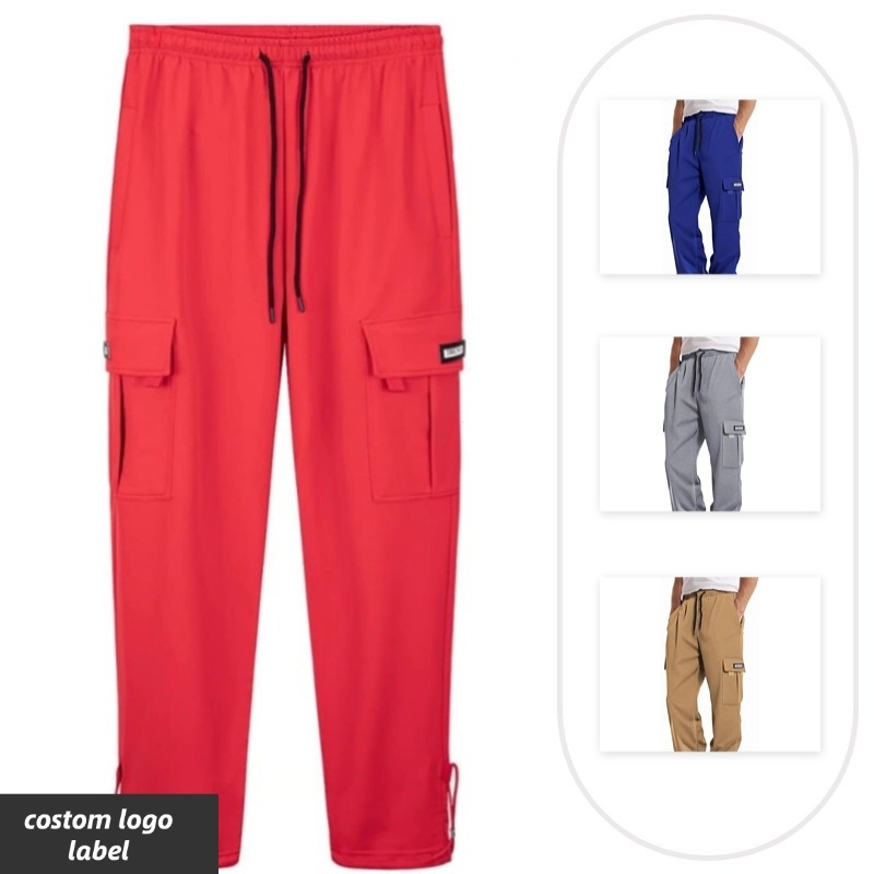 Pantaloni bărbați cu buzunare multiple, croială lejeră, poliester, culoare uni, pentru drumeții în aer liber vara, primăvara și toamna