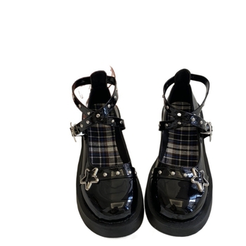 Pantofi Mary Jane pentru femei, stil retro, închidere cu cataramă, vârf rotund, partea superioară din PU, toc mediu 3-5 cm