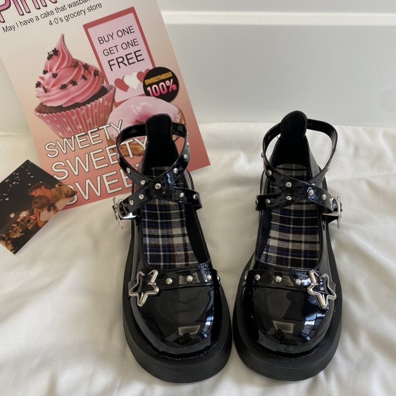 Pantofi Mary Jane pentru femei, stil retro, închidere cu cataramă, vârf rotund, partea superioară din PU, toc mediu 3-5 cm