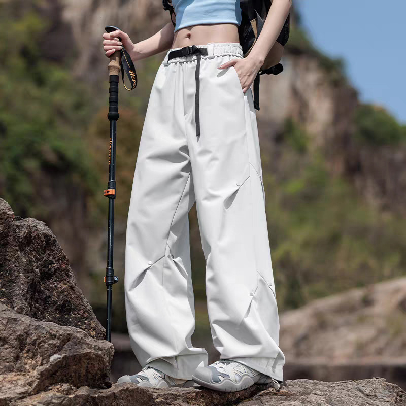 Pantaloni de drumeție unisex din softshell, uscare rapidă, primăvară-toamnă – rezistenți la vânt, talie elastică cu curea, croială dreaptă, pentru activități în aer liber, trei funcții de protecție