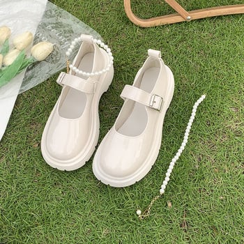 Дамски обувки Мери Джейн: кръгъл нос, PU горна част, нисък ток 1–3 cm, катарама, дебела подметка