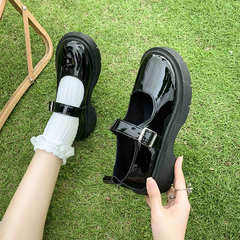 Дамски обувки Мери Джейн: кръгъл нос, PU горна част, нисък ток 1–3 cm, катарама, дебела подметка